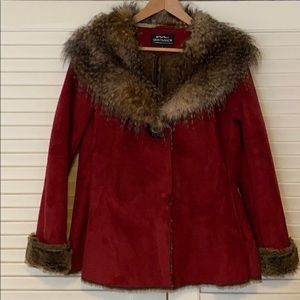 MontanaCo. Faux Fur Lined Suede Coat
